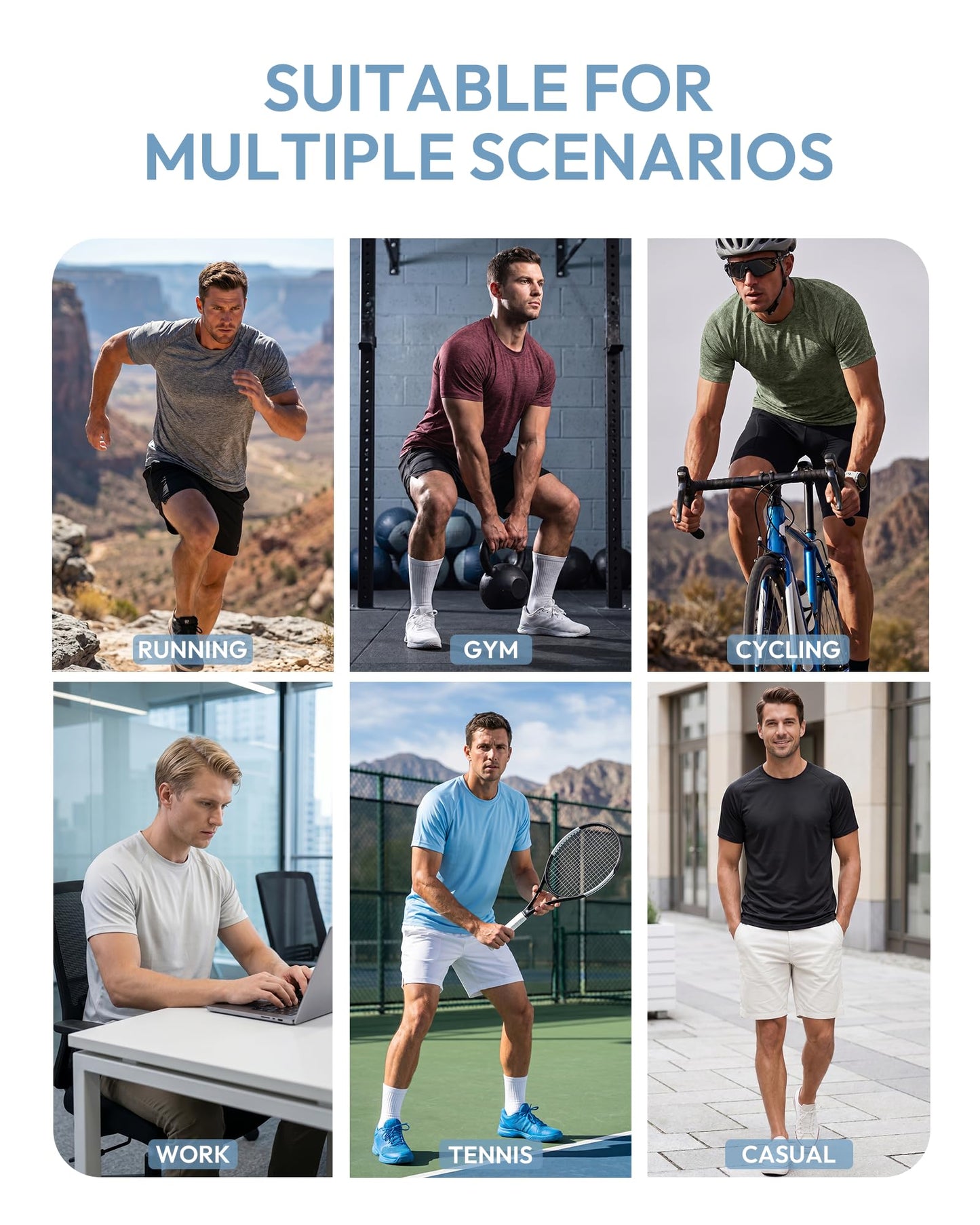 MCPORO Workout Shirts for Men Short Sleeve Quick Dry Athletic Gym Active T Shirt Moisture Wicking 5 Pack Black, Dark Grey, Dark Blue, Army Green, Wine Red XX-Large
