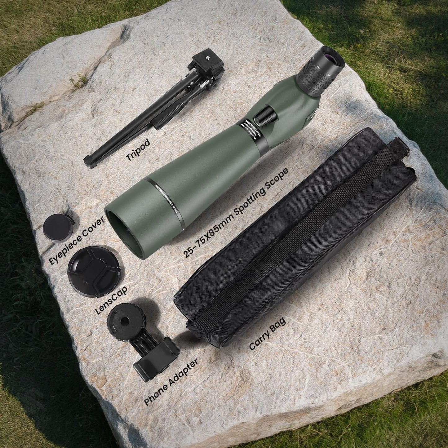 Koolpte 25-75x85 ED Spotting Scope for Target Shooting, Green
