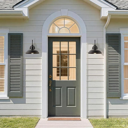 10in Dome Gooseneck Outdoor Light Fixture Bronze Exterior Barn Porch Door Light Fixture with Wall Mount 2 Pack Farmhouse Outside Garage Barn Wall Sconce Light for Balcony, House, Patio