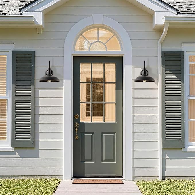 14in Outdoor Gooseneck Barn Light for Farmhouse, Bronze Exterior Wall Light Fixture for Porch, Large Outside Farmhouse Wall Sconce for Garage Patio Doorway House