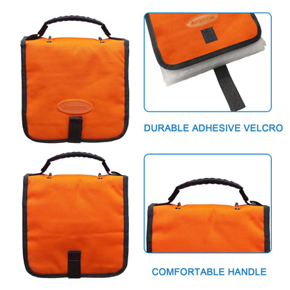 Aventik Fishing Tackle Binder Soft Cover Fishing Bait Organized Storage Rig Bag Soft Bait Binder Saltwater Resistant Fishing Bag 8.5x8.5x1.1inch(Orange)