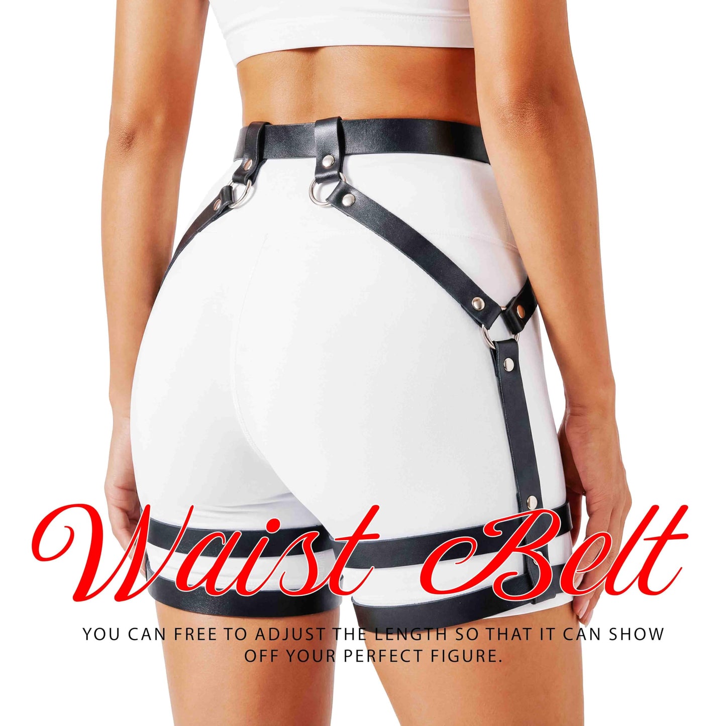 TWINKLEDE Black Leather Belt Leg Thigh Rave Nightclub Body Accessories for Women
