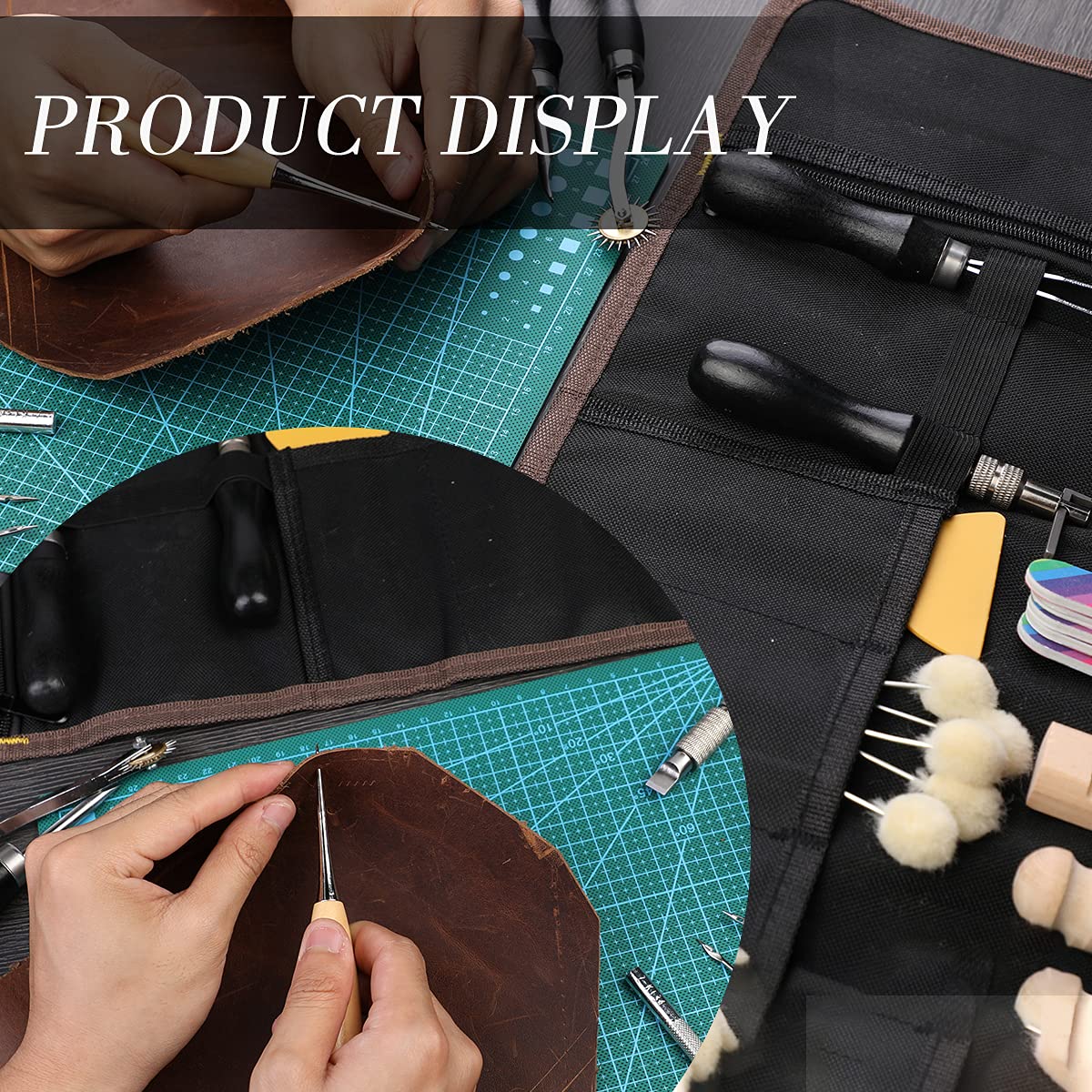 328PCS Leather Working Kit, Leather Working Tools with Manual - Stamp Tools, Stitching Groover and Rivets Kit for Beginners to Professionals