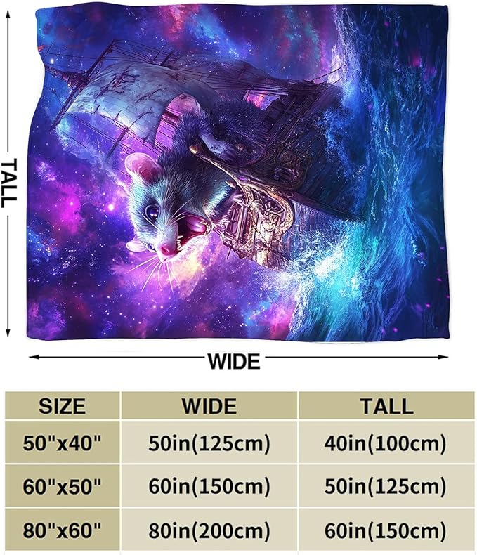 Funny Rat Blanket Decor Gifts for Animal Lover Flannel Fleece Fuzzy Mouse Nautical Throw Blanket Soft Warm Cozy Plush Ocean Blanket for Bed Couch Living Room Stuffed Decoration for Kids Adult 80"x60"