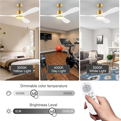 cumilo 52" Smart Ceiling Fans with Lights Remote,Quiet DC Motor,Dimmable,Gold and White Outdoor Indoor Ceiling Fan,Control with Voice Alexa App, for Modern Bedroom Patios