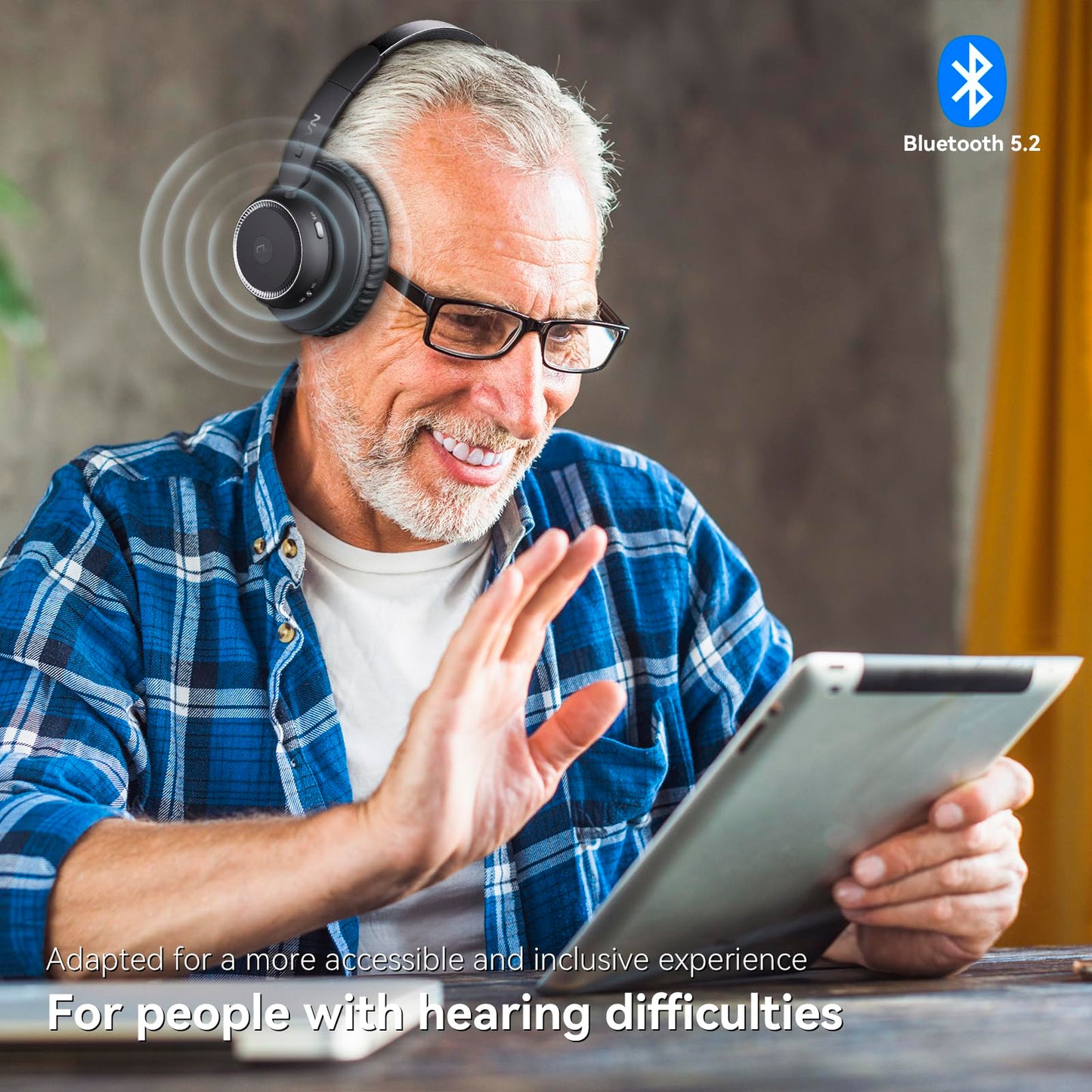 LEVN Wireless Headphones for TV Watching, TV Headphones Wireless for Seniors with Transmitter Charging Base, Hearing-impaired, No Audio Delay, Bluetooth 5.2, Plug and Play, Gifts for Elderly