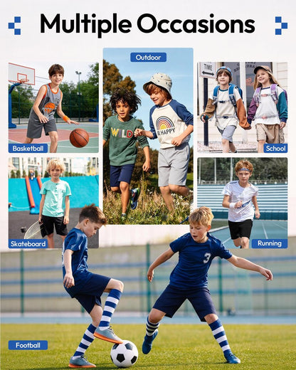 BALENNZ 5 Pack Boys Athletic Shorts Kids Youth Quick Dry Active Performance Basketball Shorts with Pockets Elastic Waistband Medium