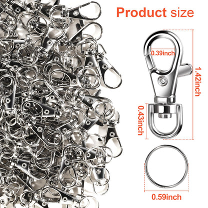 LEOBRO 60PCS Lobster Claw Clasps and Key Rings, 30PCS Keychains Clips and 30PCS Key Chain Ring, Keychain Making kit for Key Chain, Jewelry Making, Art Crafts, Silver