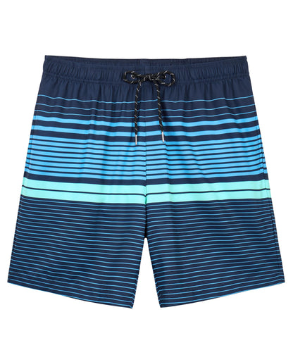 Gleeease Mens Swim Trunks 7 Inch Mens Bathing Suit with Mesh Liner 7 Inch Stretch Quick Dry Lined Pockets Drawstring Funny Beach Swimming Pool Surf Holiday Striped Large Swim Trunks