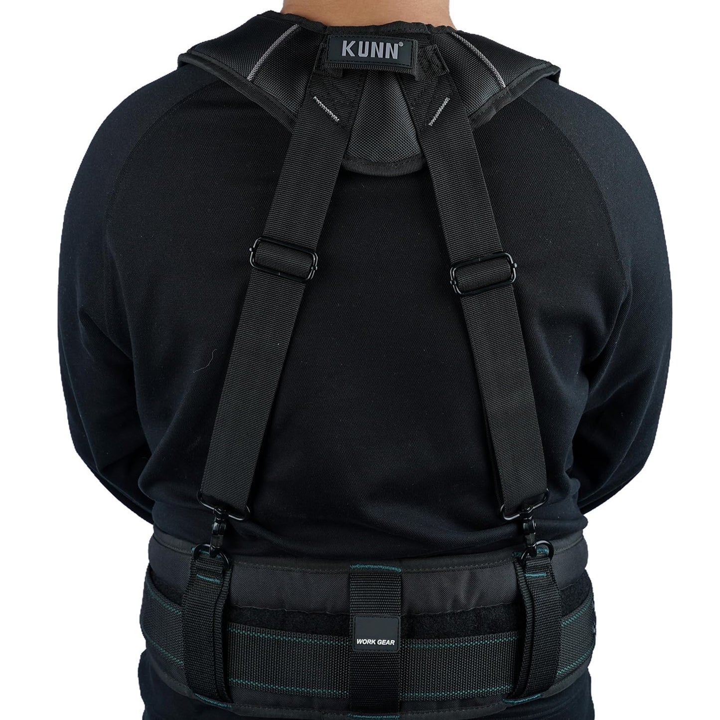 KUNN Tool Belt Suspenders Padded Carpenter Construction Electrician Work Suspender with Attachment Loops for Men,Black