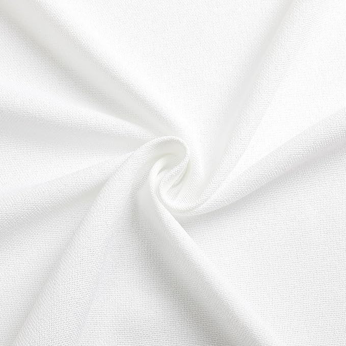 Tollpiz Short Linen Tier Curtains Rod Pocket Semi Sheer Half Kitchen Curtain Burlap Light Filtering Thick Linen Drapes for Bathroom, 30 x 24 inches Long, White, Set of 2 Panels