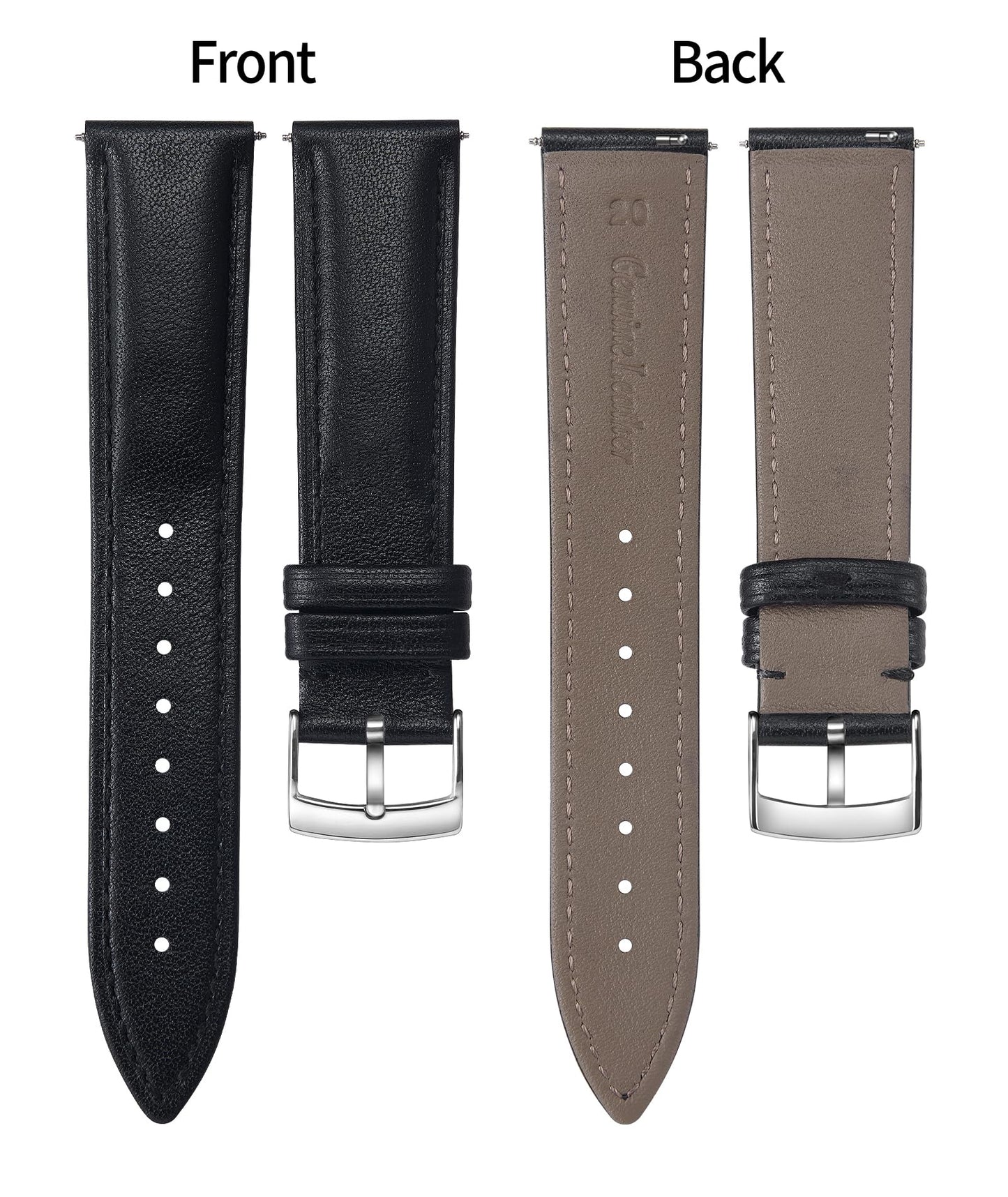 BINLUN Leather Watch Bands Quick Release Premium Calfskin Replacement Watch Strap Multicolors Watchbands for Men Women(12mm,Black)
