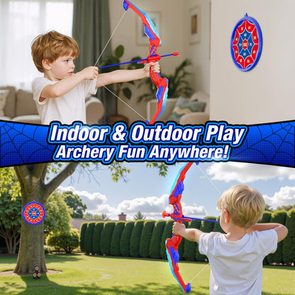 HYES Bow and Arrow for Kids, LED Light Up Archery Set with 12 Suction Cup Arrows, 1 Hanging Target, 3 Score Targets & 1 Quiver, Indoor Outdoor Sport Gifts for Boys Girls Ages 4-12, Blue