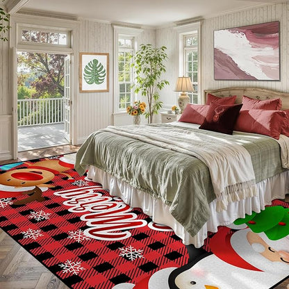 Christmas Area Rug 6' x 9' for Bedroom Living Room Rugs Xmas Decor Area Rug Non-Slip Indoor Throw Rug Washable Rug Floor Carpet for Kitchen Bedroom