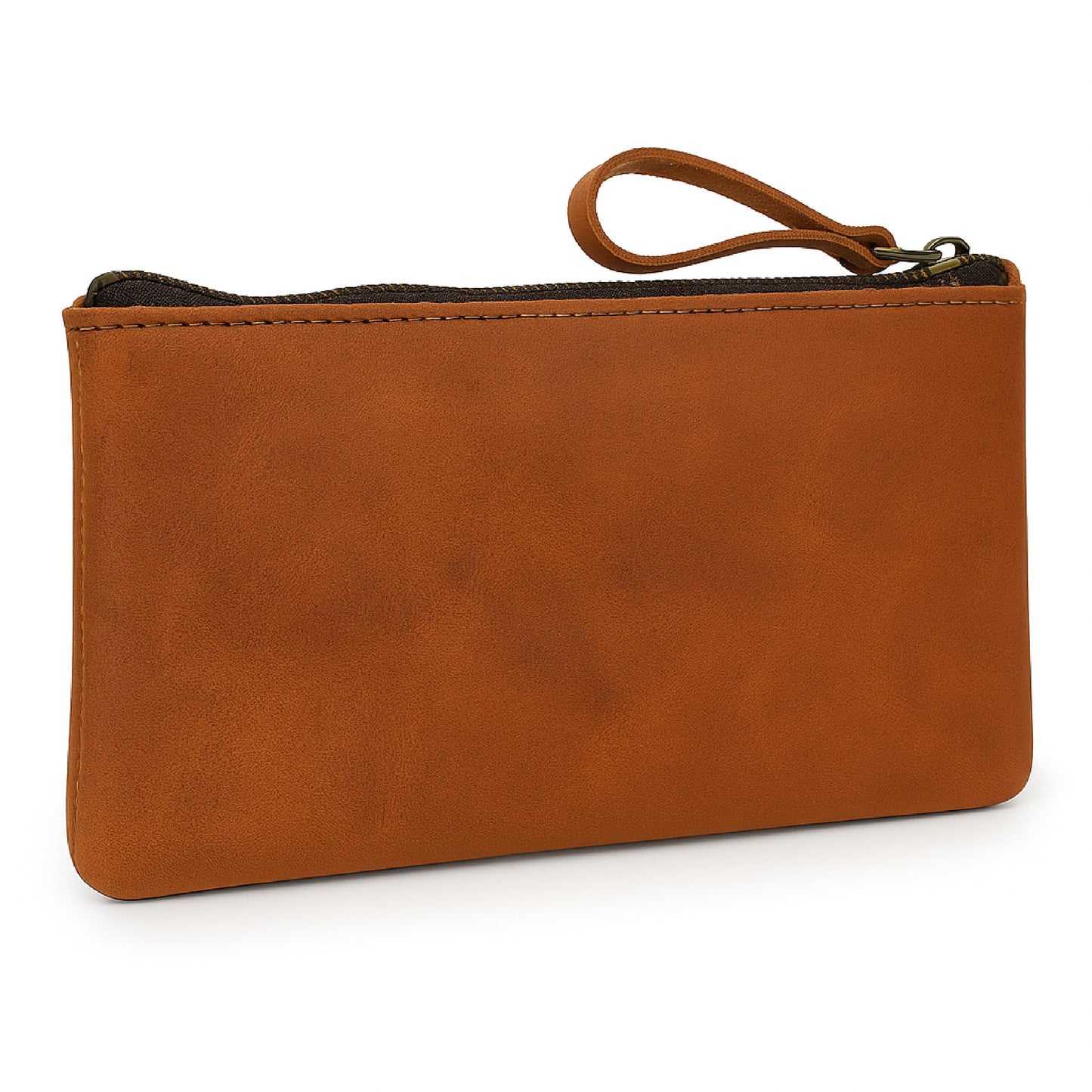 TheAntiq Leather Pencil Pouch, Currency Pouch, Leather Pencil Case, Zippered Pouch Paper Money, Pen Case, Pen and Marker Case, Pencil Case For Artists & Professionals (Tan)