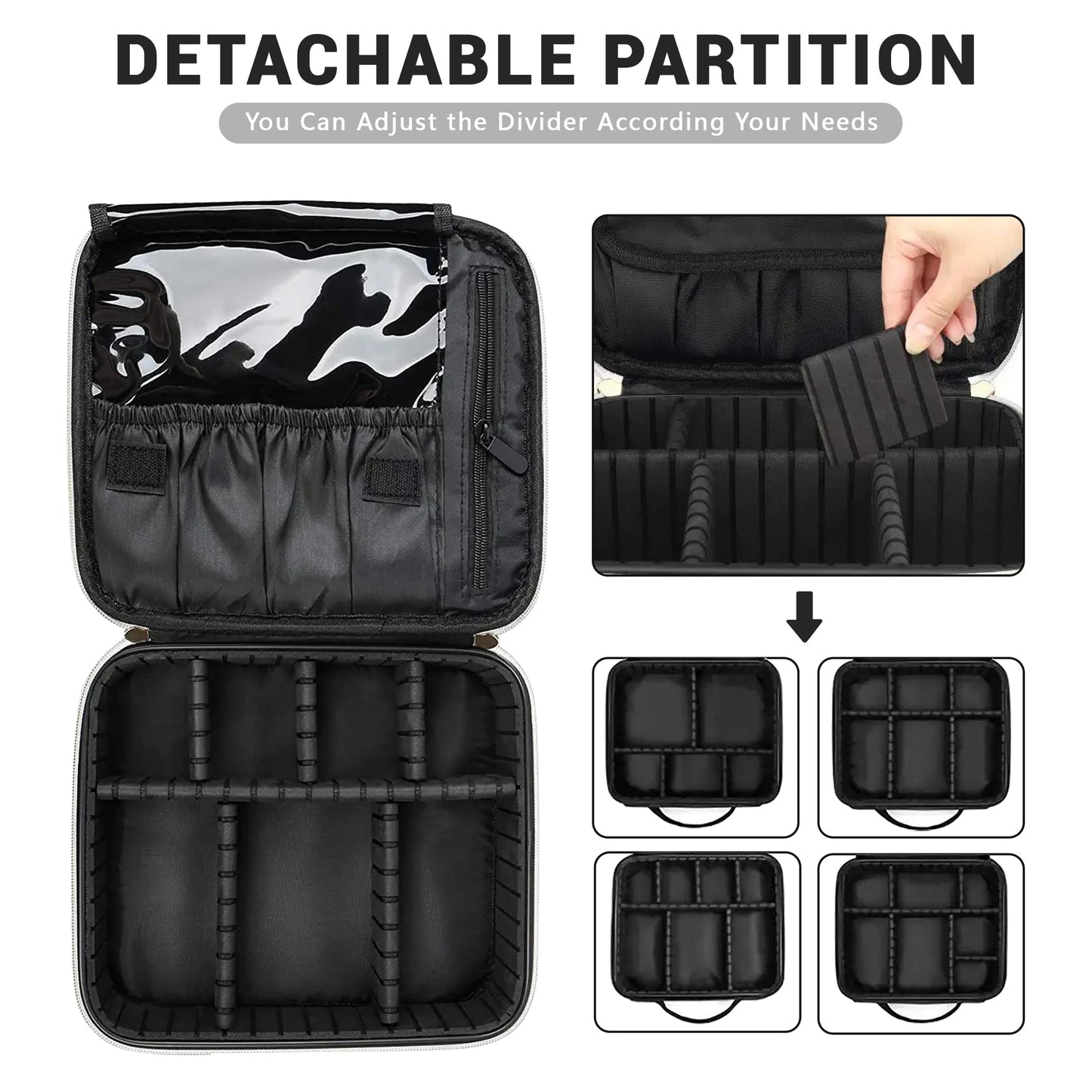 LEAFFUP Checkered Makeup Bag, Portable Makeup Bag with Adjustable Partition, Cosmetic Bags for Women Toiletry Travel Organizer Portable Make Up Bags for Christmas Birthday Gifts
