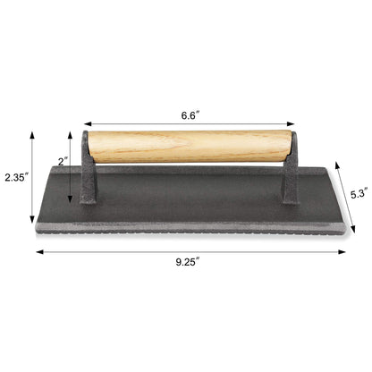New Star Foodservice 42542 Extra Heavy Large Commercial Grade Iron Steak Weight/Bacon Press, 9.25-Inch by 5.25-Inch
