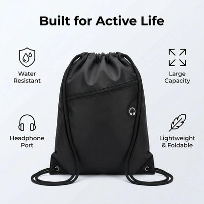 Drawstring Backpack, Waterproof Lightweight Foldable Gym Sack with Wide Shoulder Straps, Large Capacity Daypack for Work, School, Sports, Hiking, Travel, Durable Packable Bag