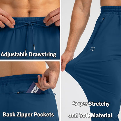 G Gradual Men's Sweatpants with Zipper Pockets Tapered Joggers for Men Athletic Pants for Workout, Jogging, Running (Dark Blue, XX-Large)