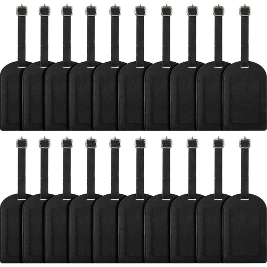 20-Piece Pu Leather Luggage Name Tags - Privacy Protection, Strong, Black