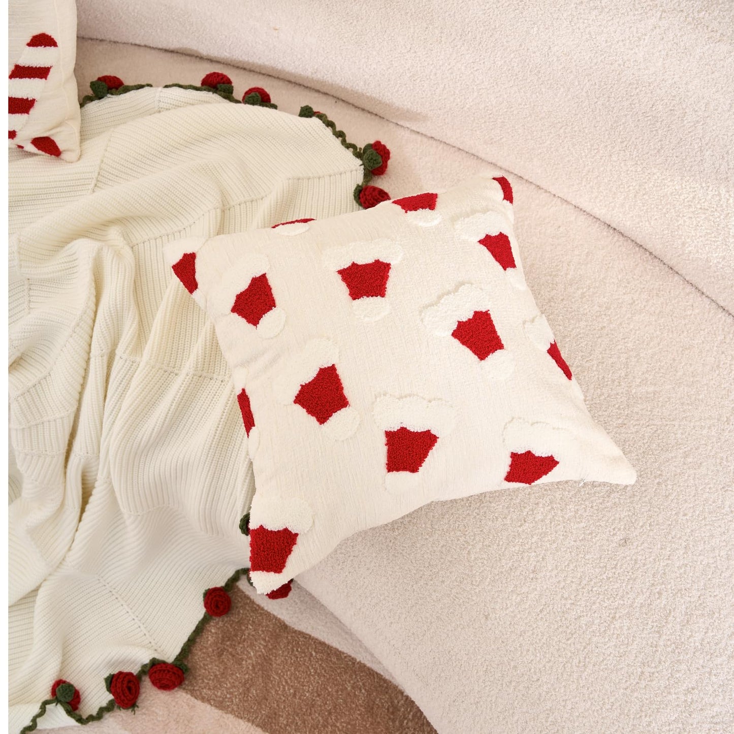Avigers Throw Pillow Covers, Red White Gold Velvet Cover, 18 x 18 Inch