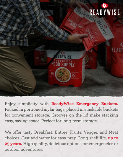 ReadyWise Emergency Food Supply - 18 Servings Favorites Box, Survival Food Kit with Freeze Dried Prepper Food & Dehydrated Meals, Camping Essentials for Backpacking & Hiking, up to 25 Year Shelf Life