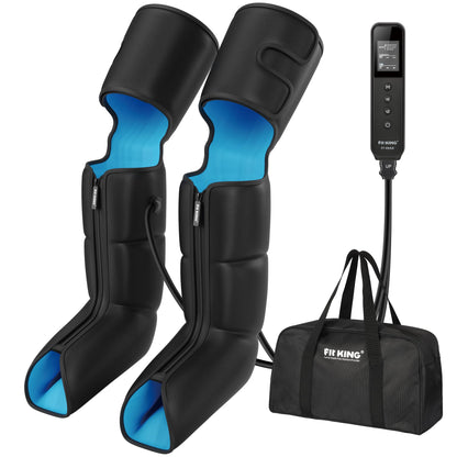 FIT KING Air Compression Leg Massager with Heat for Circulation Upgraded Full Leg and Foot Massager to Relieve Pain, Swelling, Edema, RLS - Built-in Pressure Sensor & LCD Display - Gift for Mom Wife