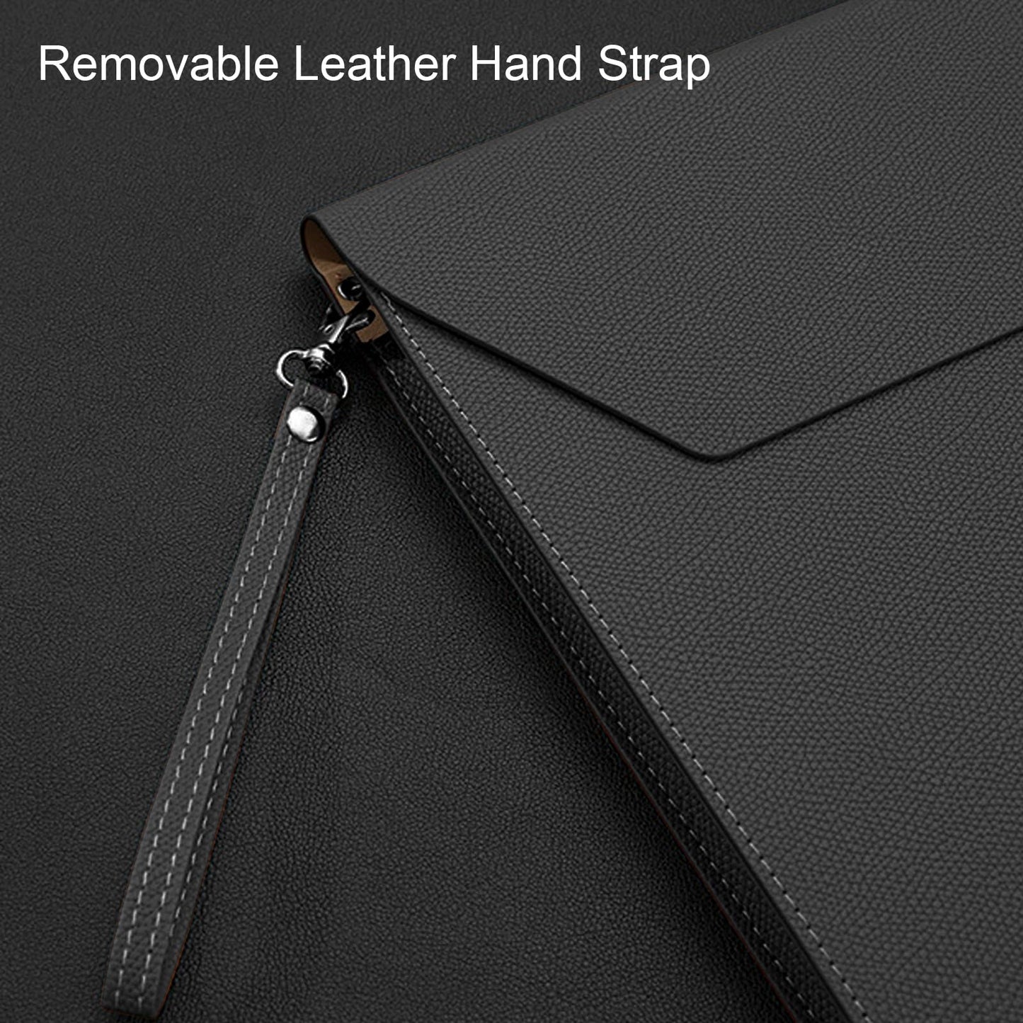 VANRA Expanding File Folder Organizer PU Leather Document Holder File Pocket Envelope Portfolio Bag with Hand Strap and Magnetic Closure for A4 Letter Size Paper (Black)