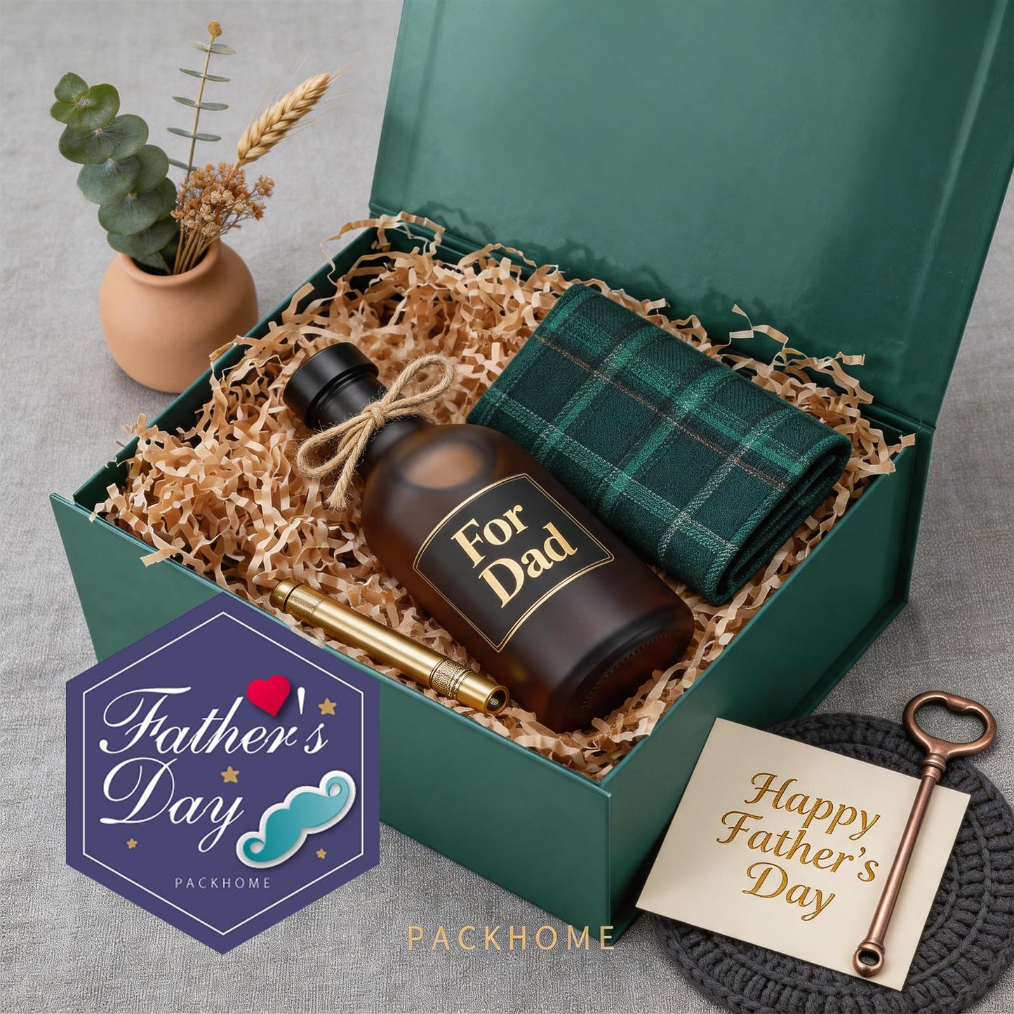 PACKHOME 6 Gift Boxes 9x6.5x3.8 Inches, Rectangle Collapsible Boxes with Magnetic Lids for Xmas Gift Packaging (Glossy Dark Green)