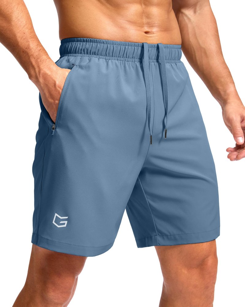 Men's Athletic Running Shorts with Zipper Pockets Quick Dry 7"/ 5"/ 9" Workout Gym Shorts for Basketball Hiking(Federalblue,7XS)