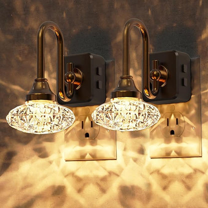 L LOHAS LED Night Lights Plug into Wall,2 Pack 10-Color Changing RGB Floral Night Lights, Dusk to Dawn,3 Brightness Levels,Rotatable Plug in Nightlight for Bedroom, Nursery, Hallway, Gift