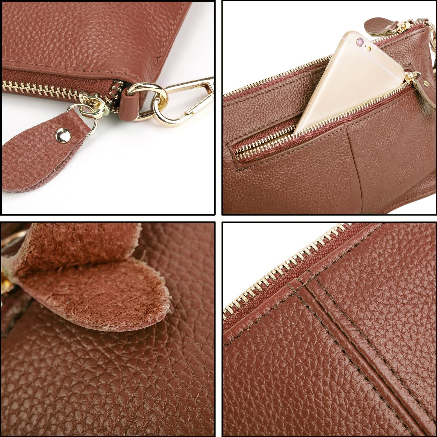 YALUXE Genuine Leather Wristlet Handbags Purses Cell Phone Pocket Clutch Wallet Crossbody Bags for Women