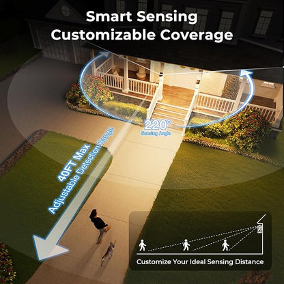 VIANIS Motion Sensor Outdoor Porch Lights, Modern Dusk to Dawn Exterior Wall Light Fixtures, Oil Rubbed Bronze Gold Trim Wall Lanterns for Garage, Waterproof Coach Lights with Adjustable Sense Range