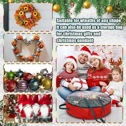 Shappy 2 Pcs Christmas Wreath Storage Bag Clear Wreath Box Wreath Storage Containers with Clear Window and Handle Christmas Garland Storage Containers for Xmas Holiday Seasonal Storage (30 Inch)