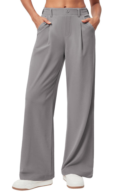 Ewedoos Wide Leg Pants Woman Stretchy Work Dress Pants Women Pull on Business Casual Slacks Trousers Fall Outfits 26"/28"