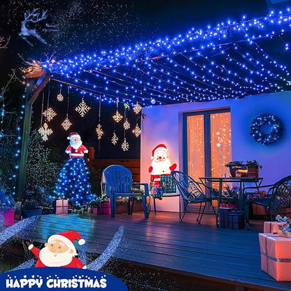 JMEXSUSS Blue 400 LED Christmas Lights Outdoor, 132ft Christmas Tree Lights with Remote, Indoor Blue String Lights Plug in for House Christmas Bush Decorations