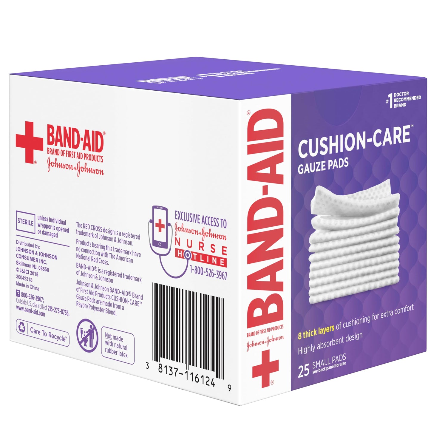 Band-Aid Brand Absorbent Cushion Care Sterile Square Gauze Pads for First Aid Protection of Minor Cut, Scrapes & Burns, Non-Adhesive, Wound Care Dressing Pads, Small, 2 in x 2 in, 3 Pack