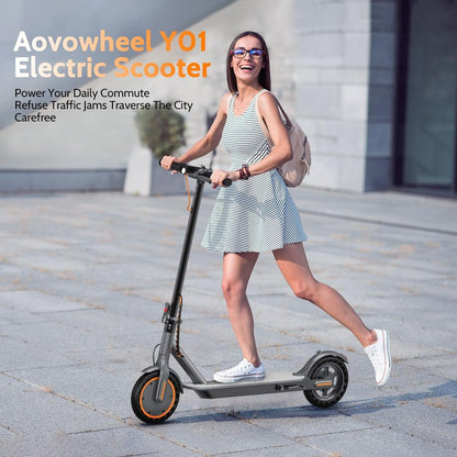 Aovowheel Electric Scooter for Adults, Folding E Scooter with 250W-500W Motor 16-24 Mph Top Speed, Max 15-60Miles Long Range,6.5''/8.5''/10''/14'' Solid Tires Commuting Scooters, Dual Brakes