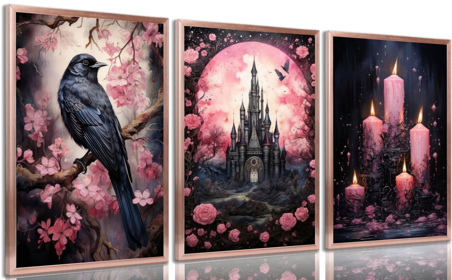 Bexzeak 3PCS Halloween Raven Canvas Wall Art Unframed