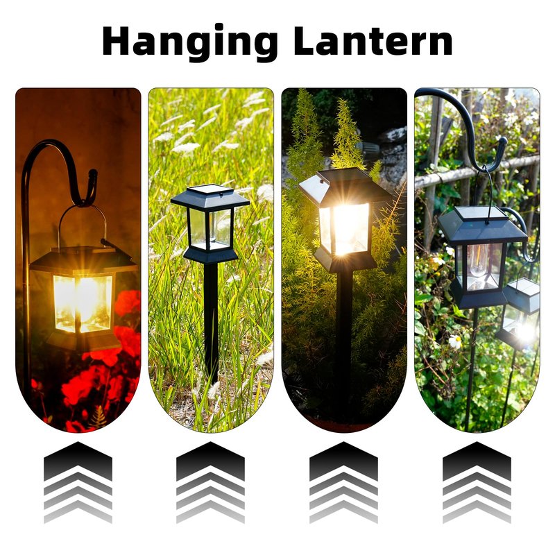 6 Pack Solar Pathway Lights Outdoor Waterproof, Dual-Use Stake & Hanging Lantern, 17 Inch ABS Warm White 3000K, 1000mAh Ni-MH Battery & Monocrystalline Panel, Auto On/Off for Garden Yard Patio Walkway
