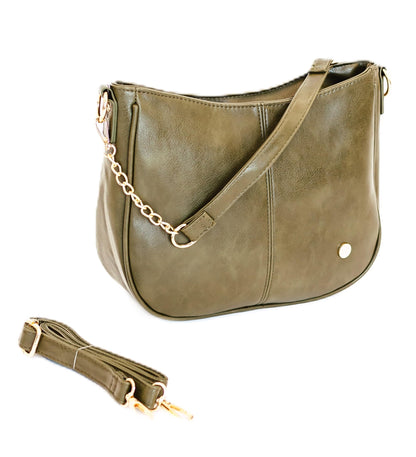 Modern+Chic Crossbody Bags for Women - Marissa Saddle Crossbody, Vegan Leather Shoulder or Handbag with Two Adjustable Straps