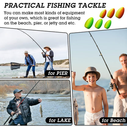 Skylety 60 Pieces Foam Floats Bullet Fishing Foam Snell Floats Pompano Rigs Oval Fly Fishing Strike Indicators for Trout Catfish Walleye(Yellow Green, Red Yellow)