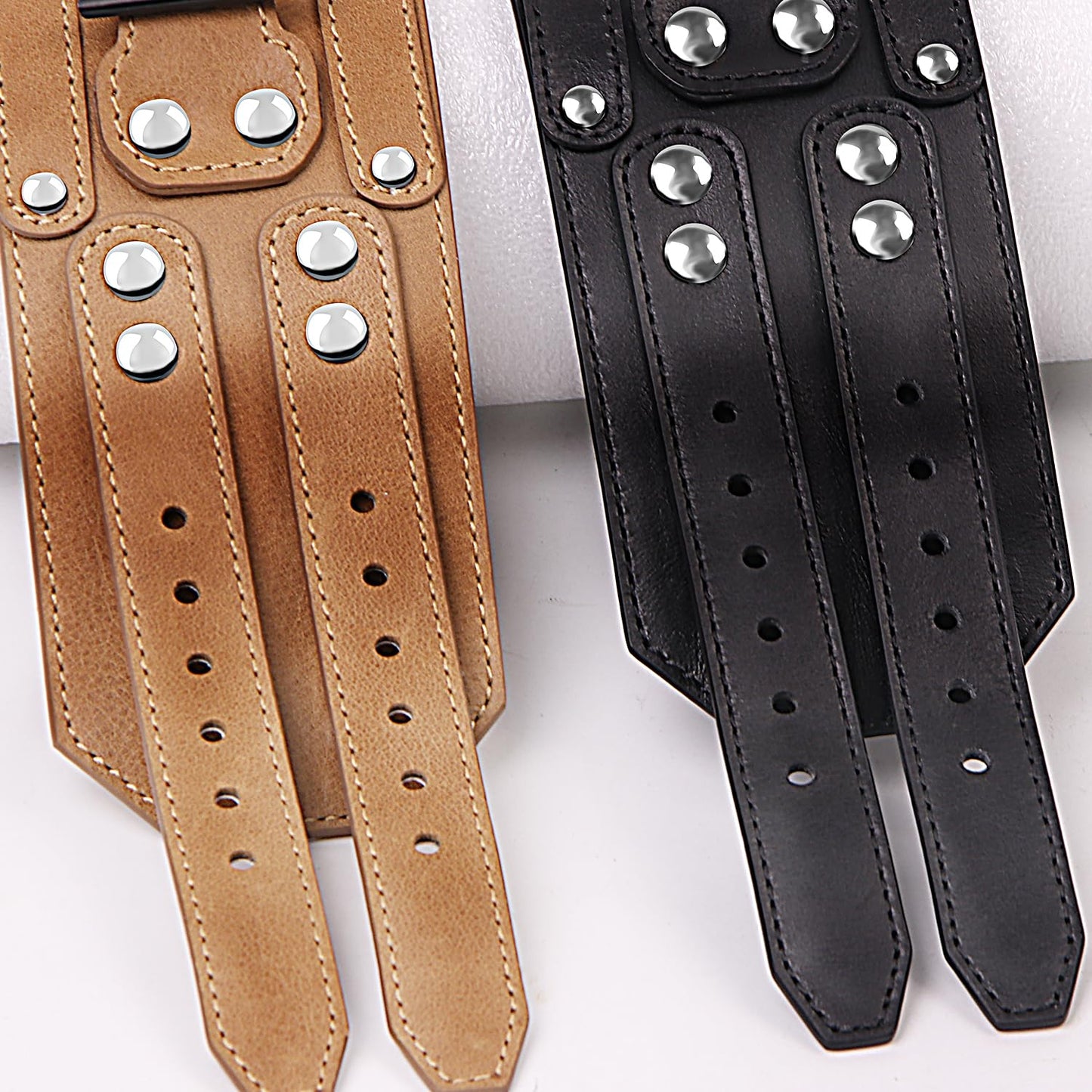 VIQIV Smart Watch Bracelet Bands Compatible with Apple Watch 42mm/44mm/45mm/49mm Smartwatch Straps for Iwatch Series Ultra/9/8/7/6/5/4/3/2/1/SE for Men Women, Handmade Genuine Leather Wristband