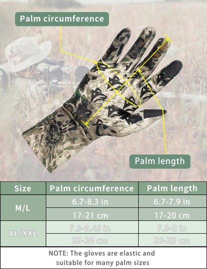 WOLFHUNT Lightweight Camouflage Hunting Gloves, Men/Women Anti-Slip Camo Archery Gloves for Hunting, Camo MP, XL/XXL