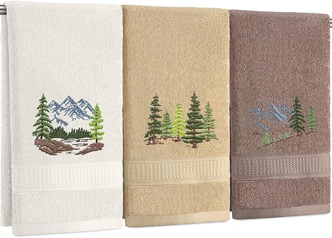 3 Pcs Mountain Hand Towels Farmhouse Decorative Bathroom Towels Set 13.3 x