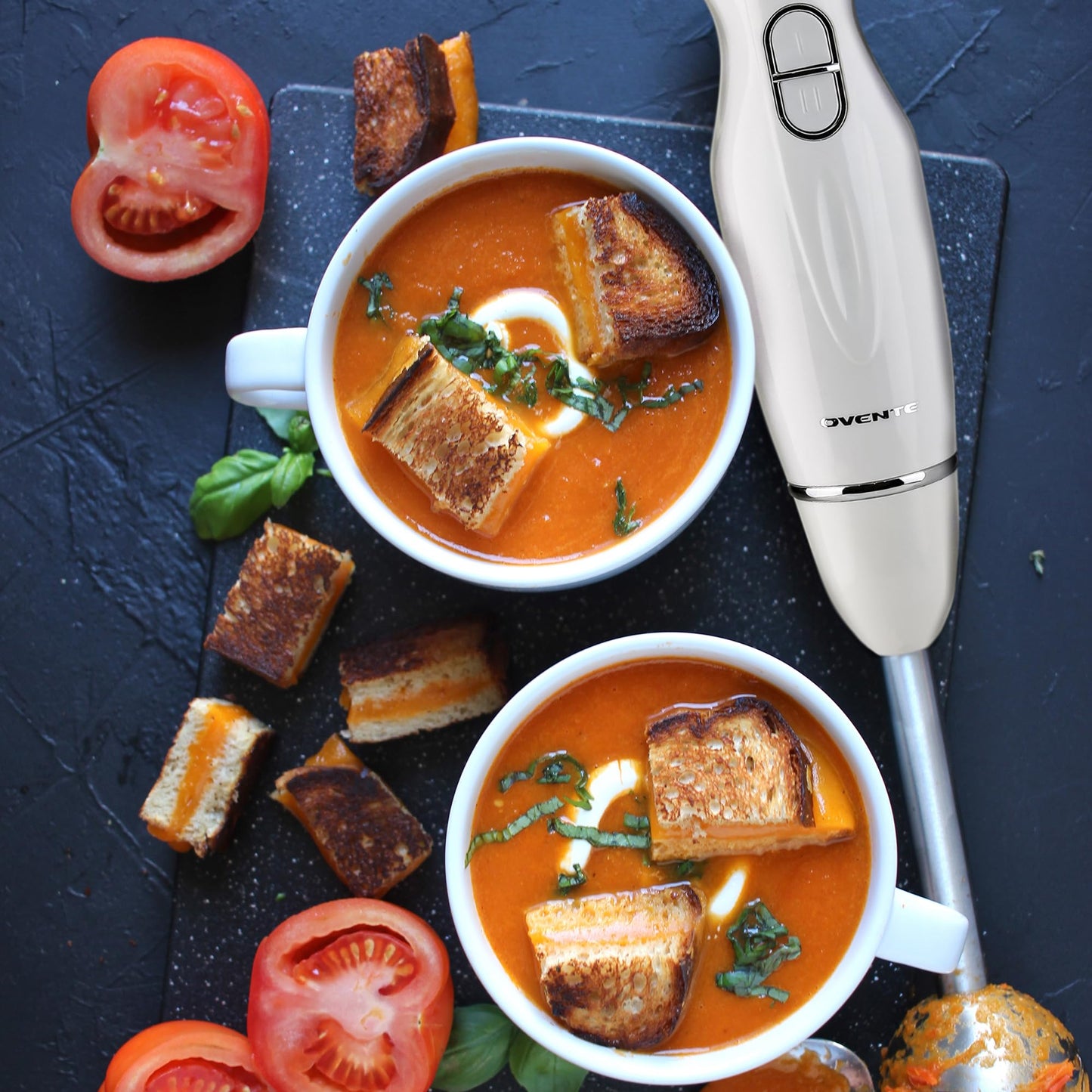 OVENTE Immersion Hand Blender, 300W Electric Handheld Portable Stick Mixer with 2 Mixing Speed and Stainless Steel Blades for Effortless Blending Smoothies, Shakes, Puree or Baby Food, Red HS560R
