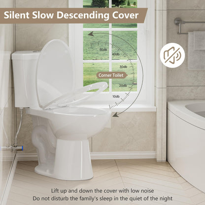 SUPERFLO 17.2" Corner Toilet Elongated, Compact Two-piece Toilets with Comfort Height Toilet Bowl & Slow Close Seat, Small Toilets For Small Bathroom-Dual Flush 0.8/1.28 GPF