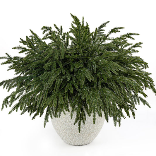 HOHOTIME 16 Pcs Christmas Norfolk Pine Branches, Real Touch Artificial Norfolk Pine Stems, Faux Evergreen Greenery Picks for Vase Fillers, DIY Garland Wreath Mantel Christmas Home Decor