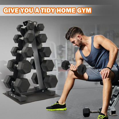 Fitvids Fitvids Rubber Coated Hex Dumbbell Weight Set and Storage Rack, 100LBS, 150LBS or 200LBS Set, 5-20 lbs, 5-25 lbs, 10-30 lbs Pairs