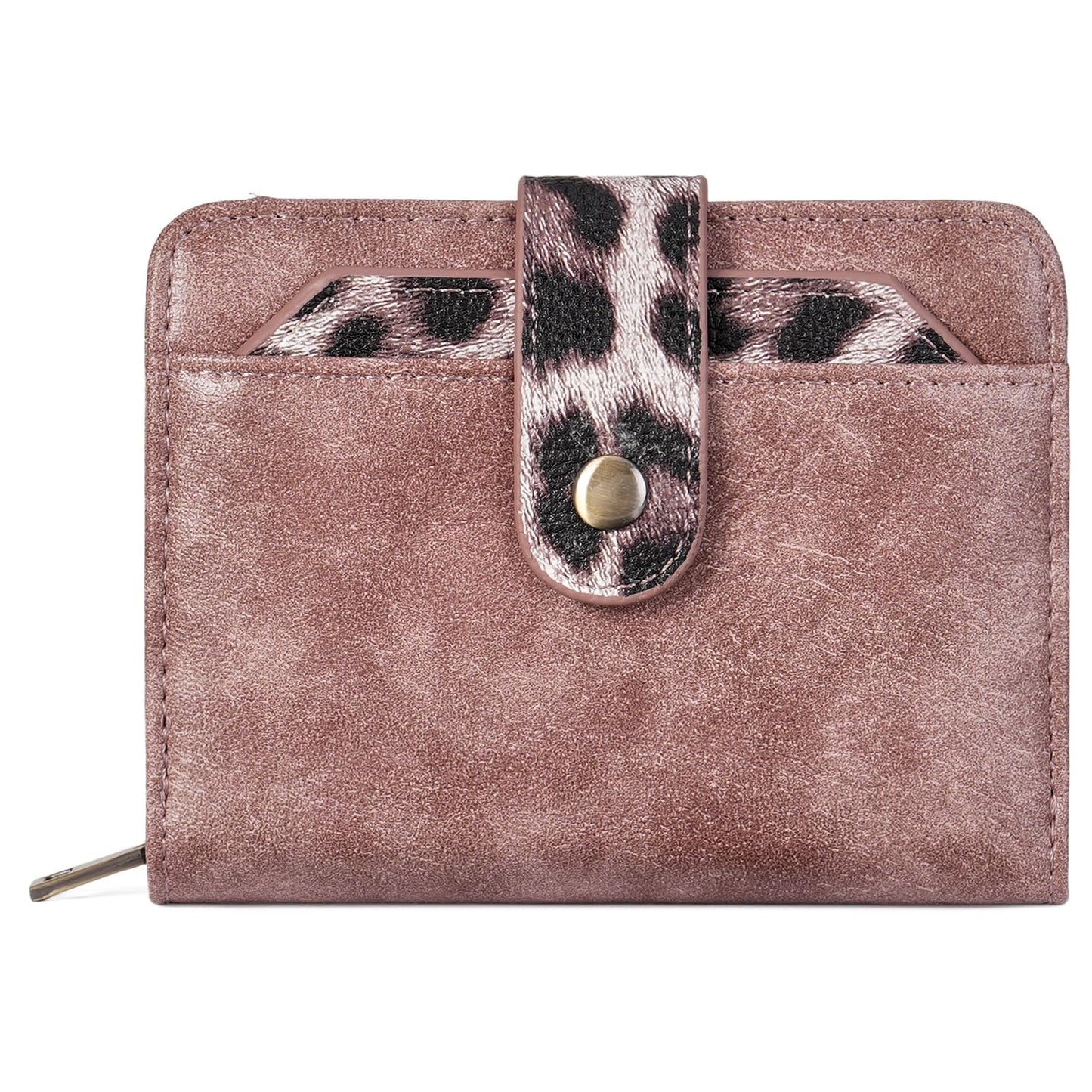 GAEKEAO Small Leather Credit Card Holder Wallets for Women RFID Blocking Bifold Wallet Zipper Pocket with Removable ID Window